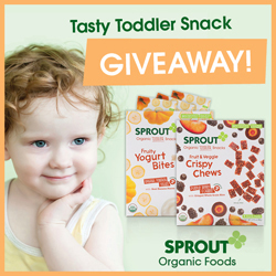 sprout, organic, baby food, natural, toddler snacks, vegetables, fruit, toddler snacks giveaway, toddler food, meals, snacks, yogurt bites, on the go, all natural